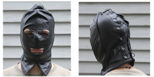 leather bondage hood